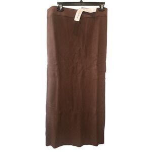 The Drop Ribbed Maxi Skirt Side Slit‎ Knit Brown XL